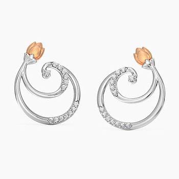 Swirl Tulip Diamond Stud Earrings