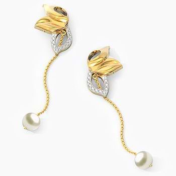 Exquisite Leaflet Pearl Drop Earrings