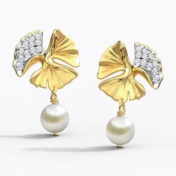 Exquisite Ginkgo Pearl Drop Earrings