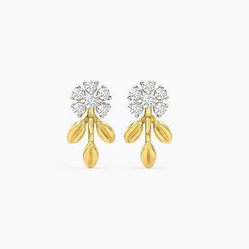 Dainty Fern Diamond Stud Earrings