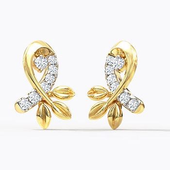 Twine Fern Diamond Stud Earrings
