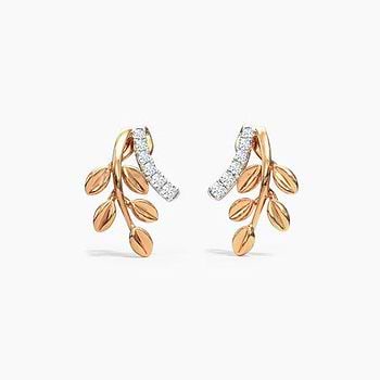 Curvilinear Fern Diamond Stud Earrings
