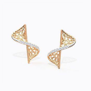 Swerve Twist Diamond Stud Earrings