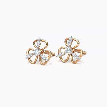Floral String Diamond Stud Earrings