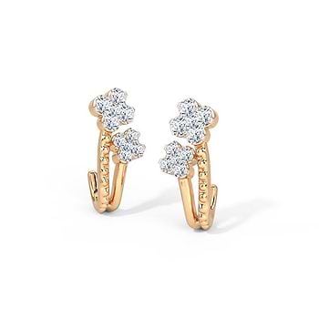 Twin Clover Diamond Hoop Earrings