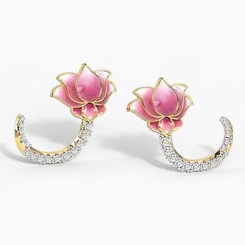 Intertwine Lotus Diamond Stud Earrings