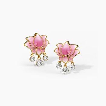 Radiance Lotus Diamond Drop Earrings