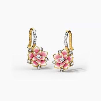 Glorious Lotus Diamond Drop Earrings