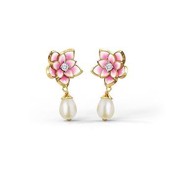 Magnificent Lotus Pearl Drop Earrings