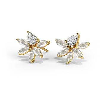 Dazzling Petals Gemstone Stud Earrings