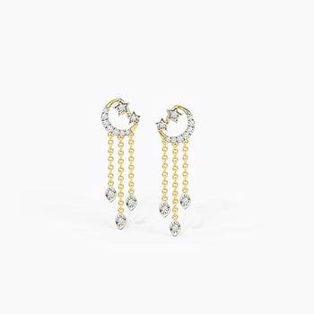 Crescent and Star Diamond Drop Earrings