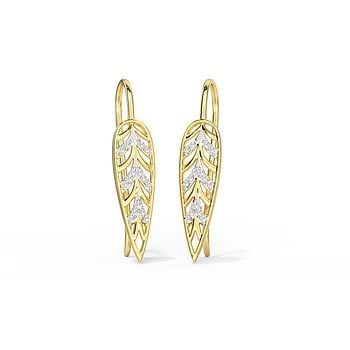 Sleek Frond Diamond Drop Earrings