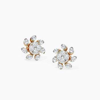 Glittering Rays Diamond Stud Earrings