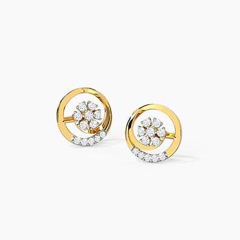 Graceful Swirl Diamond Stud Earrings For Women