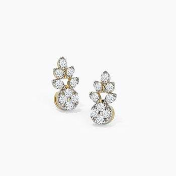 Leaflet Cluster Diamond Stud Earrings