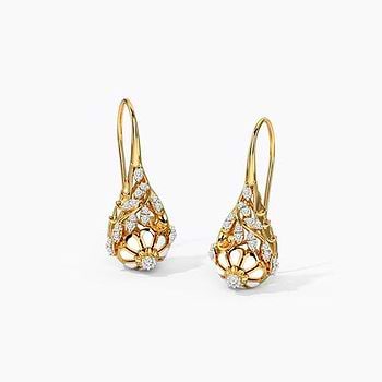 Strong Floret Diamond Drop Earrings