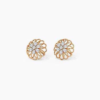 Twirly Blossom Diamond Stud Earrings