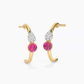 Scarlet Dew Gemstone Hoop Earrings