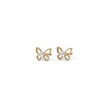 Glinting Butterfly Diamond Stud Earrings
