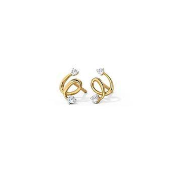 Sleek Twine Diamond Stud Earrings