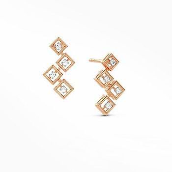 Geometric Gleam Diamond Stud Earrings