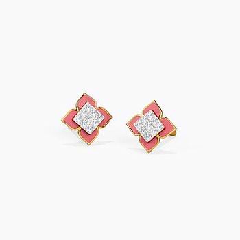 Crimson Cluster Diamond Stud Earrings
