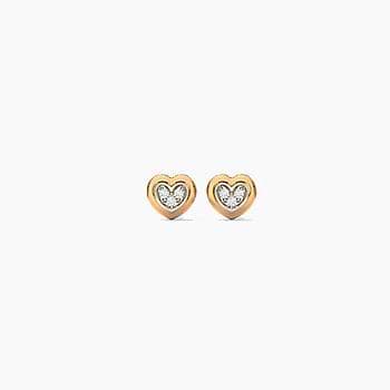 Rosy Heart Diamond Stud Earrings