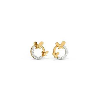 Circlet Flutter Diamond Stud Earrings For Women