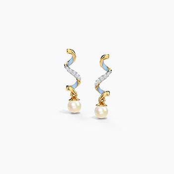 Azure Twirl Pearl Drop Earrings