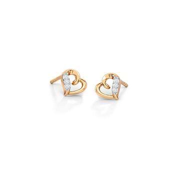 Graceful Heart Diamond Stud Earrings