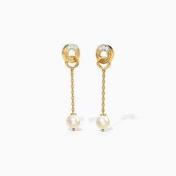 Intertwine Circlet Pearl Drop Earrings