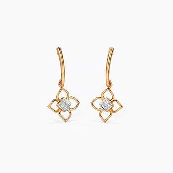 Cute Floret Diamond Drop Earrings