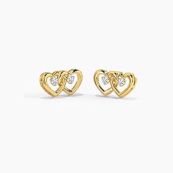 Shining Hearts Diamond Stud Earrings
