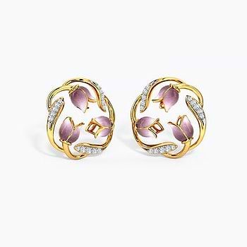 Lilac Tulip Diamond Stud Earrings