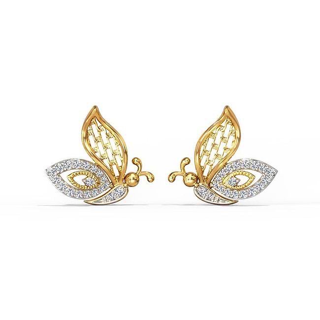 Butterfly diamond stud earrings sale