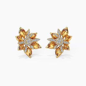 Glittering Bloom Gemstone Stud Earrings For Women