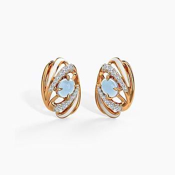 Aarohi Ovate Gemstone Stud Earrings