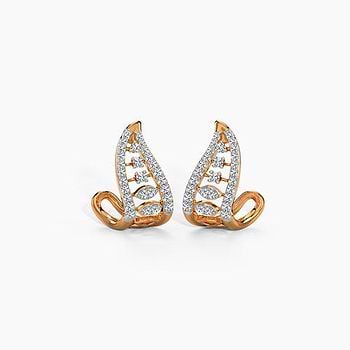 Glittery Curve Diamond Hoop Earrings
