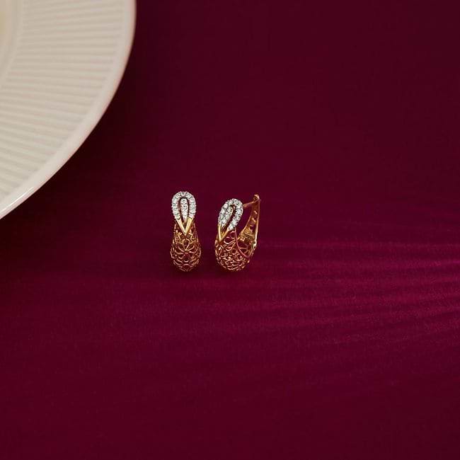 Shop Meshy Pail Diamond Hoop Earrings Online - CaratLane US
