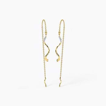 Curly Diamond Sui Dhaga Earrings