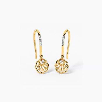 Gleaming Scallop Diamond Drop Earrings