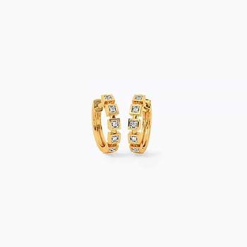Square bar Diamond Hoops