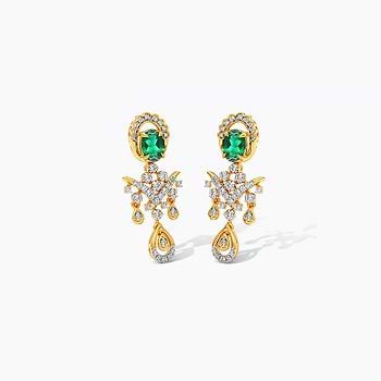 Voguish Green Gemstone Drop Earrings
