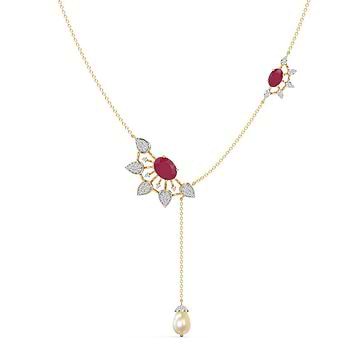 Semi Duo Floral Gemstone Necklace
