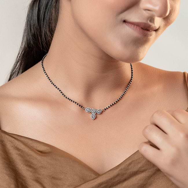 Simple diamond pendant mangalsutra deals