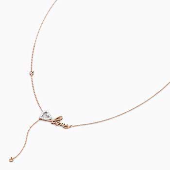 Love Cursive Diamond Lariat Necklace