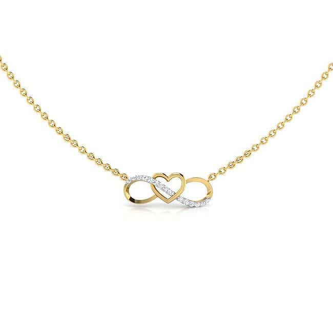 Infinity Diamond Name Necklace, 14k Gold with Feather | Namefactory