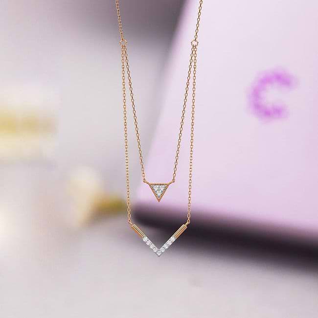 Multi layered rose gold necklace on sale
