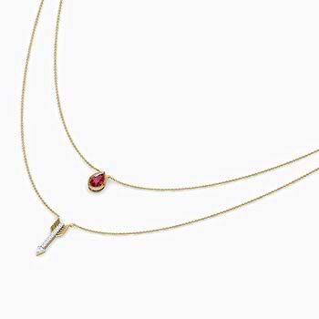 Pear and Arrow Multi Layer Gemstone Necklace