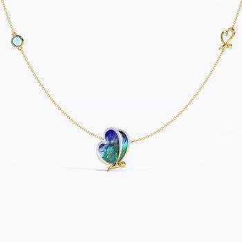Flap Blue Butterfly Diamond Necklace